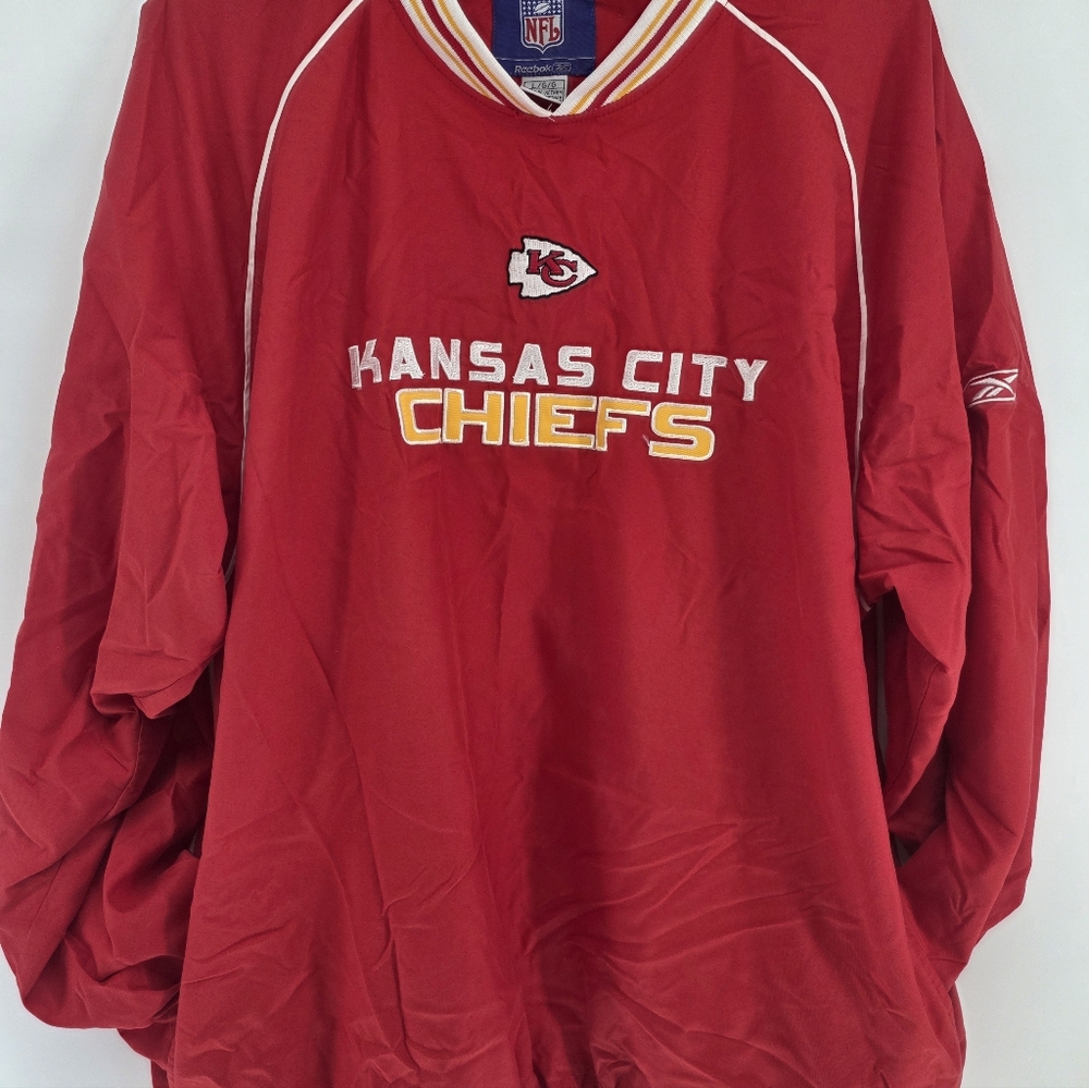 Reebok Kansas City Chiefs Pullover Jacket Men's Size L Windbreaker Red NFL